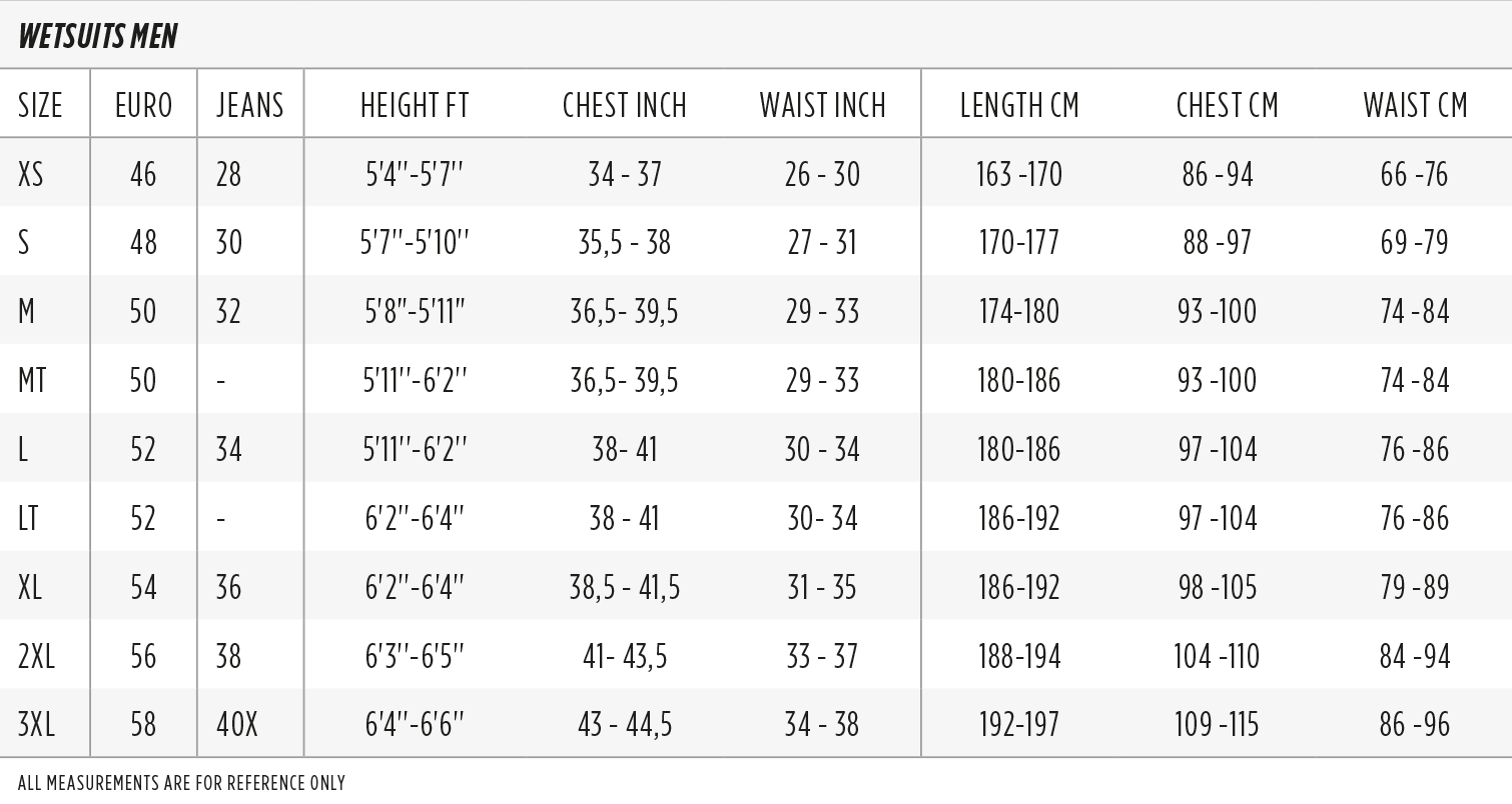 Jobe Vest Size Chart